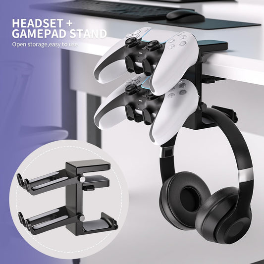 Game Headphone Stand for Desk Mini Headphone Hanger Holder with Strong Adhesive Game Headset Stand Headphone Holder-Under Desk…