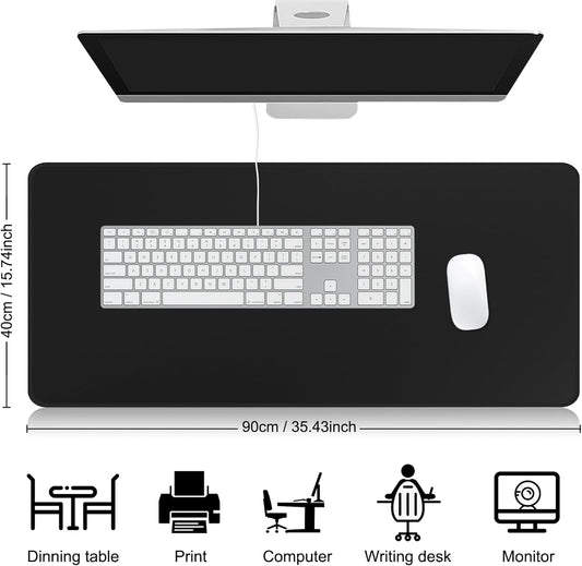 HGWALP Black Topographic Large Gaming Mouse Pad Extended XXL(900 * 400 * 3MM) Mouse Mat Long Desk Pad with Stitched Edges for Keyboard Home Office Gaming Work Big Desk Mat