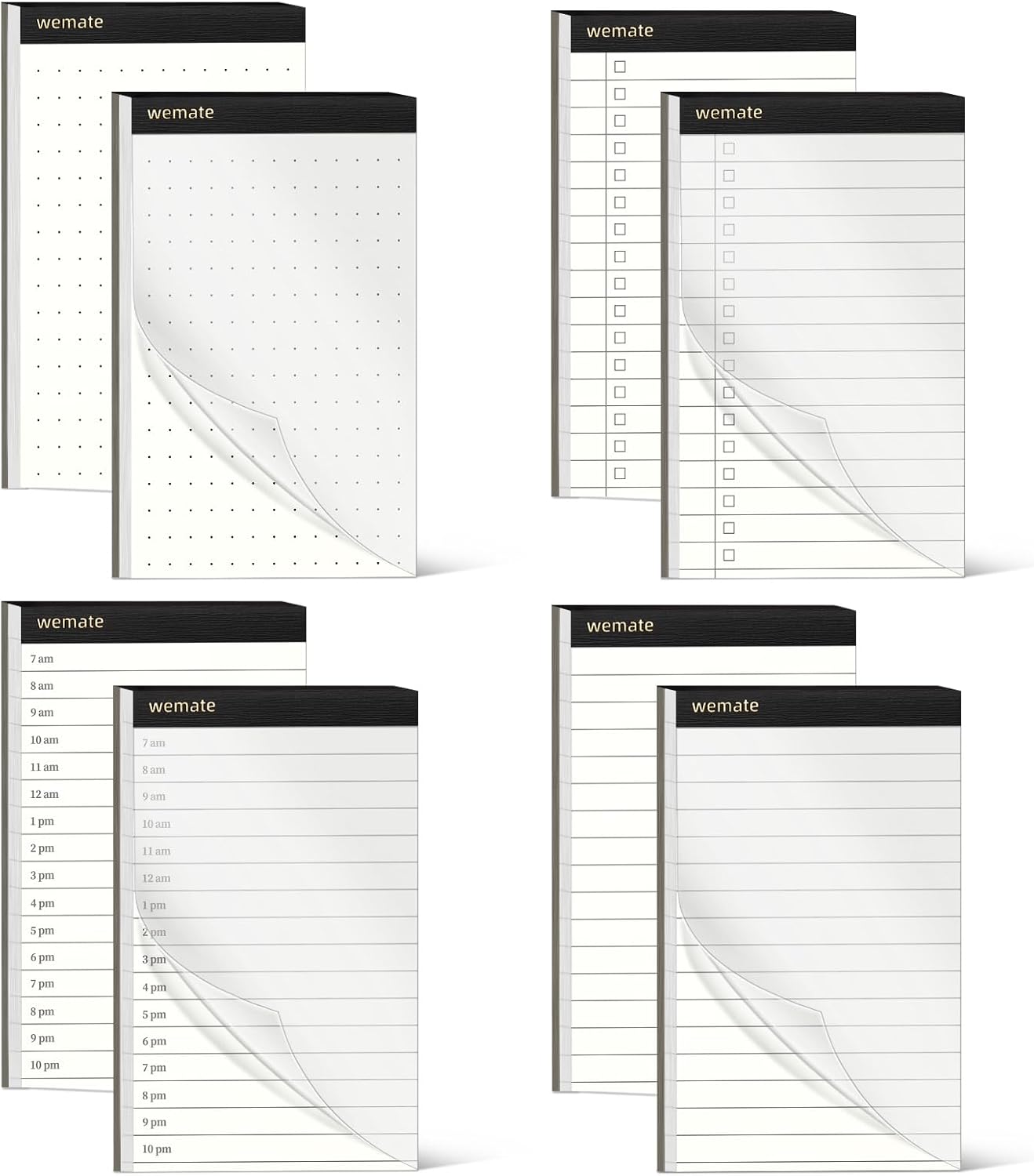 WEMATE 10 Pieces Notepad Holder Set Pocket Notebook - Included Mini Pocket Notepad Holder Set with 8 Memo Book Refills and Metal Pen for Meetings, Daily Records, and Notes 3 x 5 Inch (Brown)