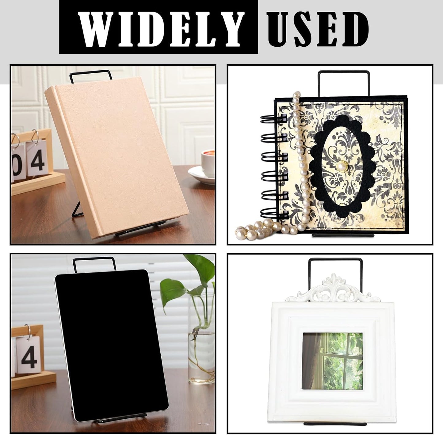 6 Pack 9.17 Inch Large Metal Book Stand for Display Adjustable Display Holder Easel Collector Stand for Home Office Back to School Books Frames Comic Plates Album CD Magazine