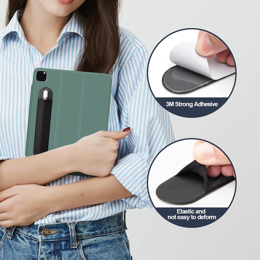 Apple Pencil Holder, 5 Pack Durable Elastic Apple Pencil (1st and 2nd Gen) Case Pocket, Adhesive Sleeve Pouch for iPad 8.3/9.7/10.2/10.5/11/12.9 Inch (Black Black)