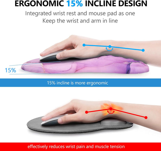 Mouse Pad Wrist Support, Laokiiy 2 in1 Keyboard Wrist Rest+ Ergonomic Mouse Pad, Non-Slip Wrist Rest for Computer Keyboard, Made Easy Typing & Relieve Wrist Pain(Banana Leaf Green)