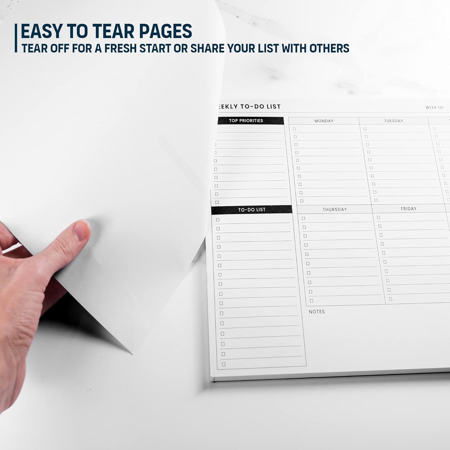 To Do List Notepad: With Multiple Functional Sections - Large Size 8.5x11" 52 Sheets - Tear Off Daily Planner Notebook - Task CheckList Organizer Agenda Pad for Work - Note, Plans, Goals, Grocery, and