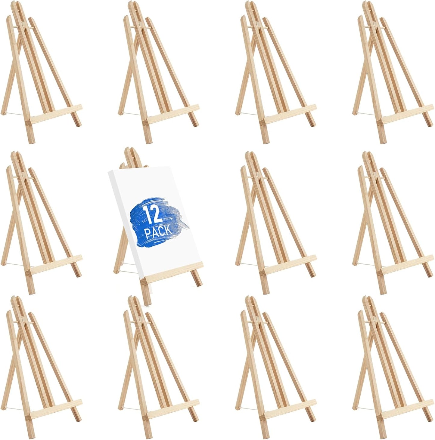Falling in Art 16 Inch Wood Easel Stand, Tabletop Display Stand A-Frame Artist Easel for Painting Canvas, Portable Photo, Picture and Sign Holder (4 Pack)