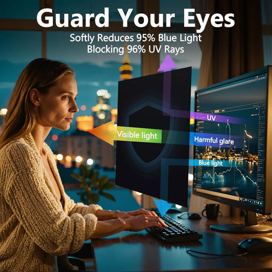 Magnetic Computer Privacy Screen Filter 27 Inch for Frameless Monitor Thin Bezel 16:9 Widescreen, Hanging Removable Anti Glare Blue Light Privacy Filter Protector Eye Care