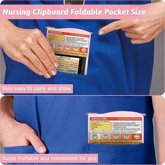 Clipboard Foldable Without Edition Cheat Sheets Aluminum 3 Layers Foldable Clipboards Pocket Size Profile Clip Clipboards Notepad for Students, Nurses,Contractor Trucker Driver