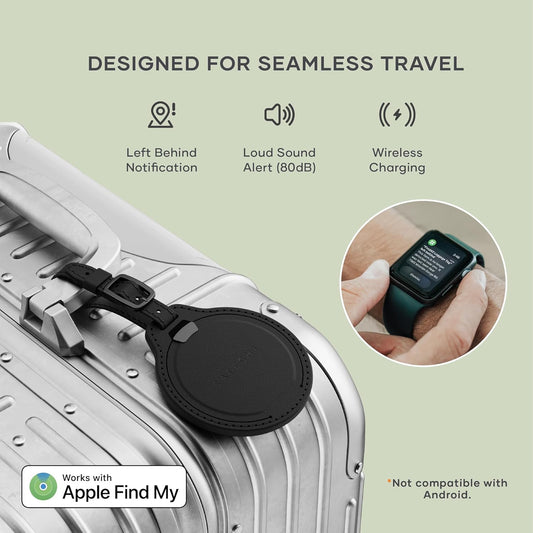 Satechi FindAll Smart Luggage Tag with Find My, TSA-Friendly, Airport Tracking, Left-Behind Alerts, Loud Audible Chime, Wireless Rechargeable, Works with iPhone, iPad, Mac – Desert Rose