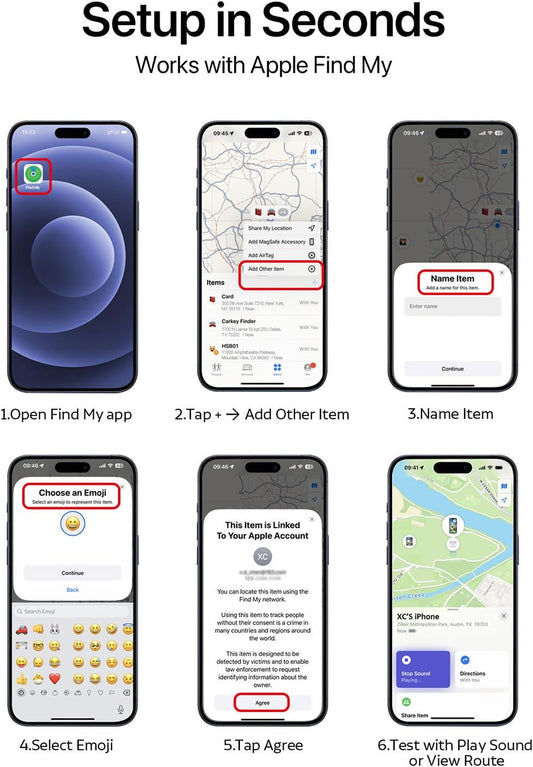 Wallet Tracker Card, Apple MFi Certified, Works with Apple Find My (iOS Only), Rechargeable Wireless Charging Slim Bluetooth Smart Tracking Card, Item Finder for Key, Passport, Luggage, Bag