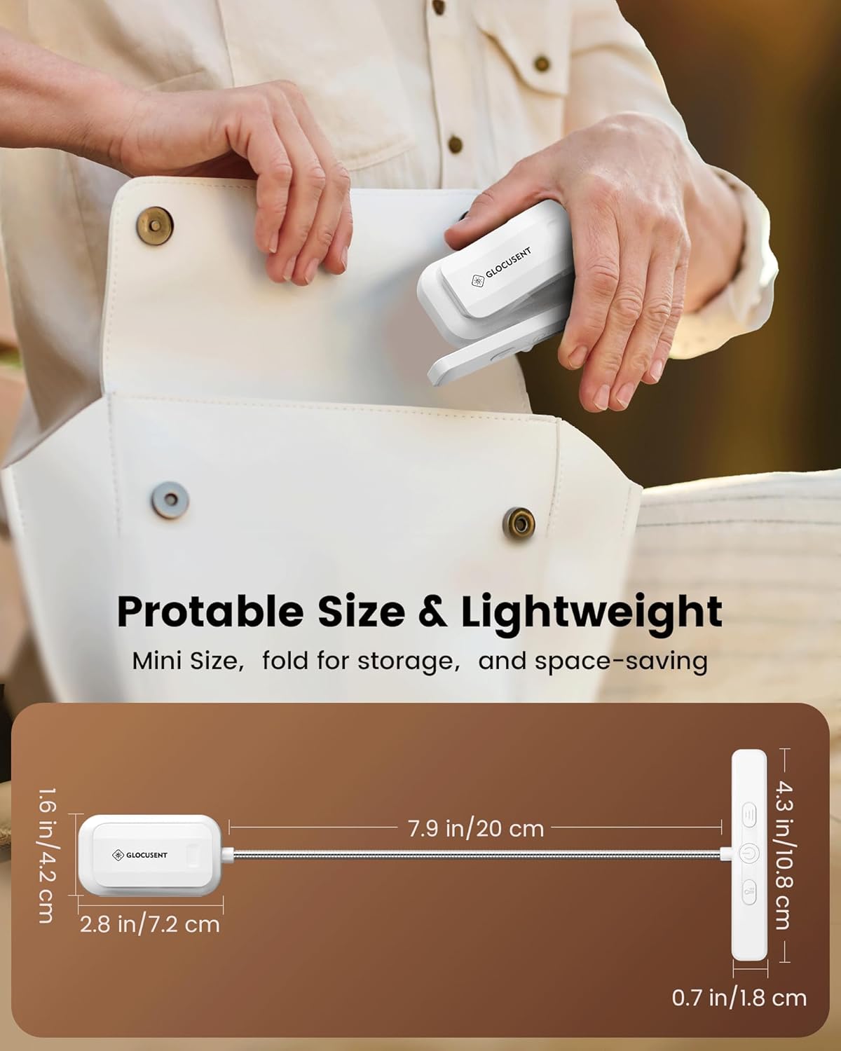 Glocusent 26 LED Book Light, 1200 mAh 90 Hrs Lasting Rechargeable Reading Light, 5 Amber Colors & Stepless Dimming Book Reading Light - Portable Clip on Light for Book Lovers Kids