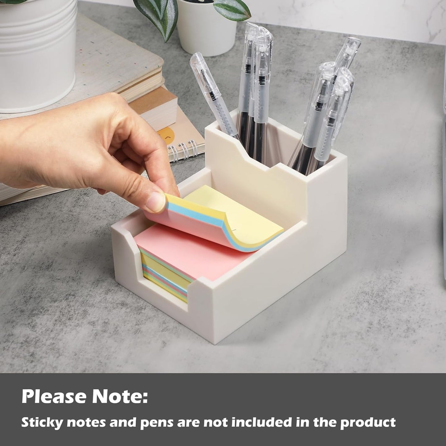 Kamehame Black Sticky Note Holder, Silicone Memo Holder with Pen or Card Slots, Sticky Note Dispenser, Fits 3x3 Inches Sticky Notes