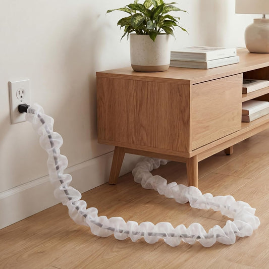 9 ft Decorative Fabric Cord Cover Organza Fabric Cord Cover for Wires Fabrics Cable Sleeve TV Computer Phone Charger Lamps Home & Office Cable Management