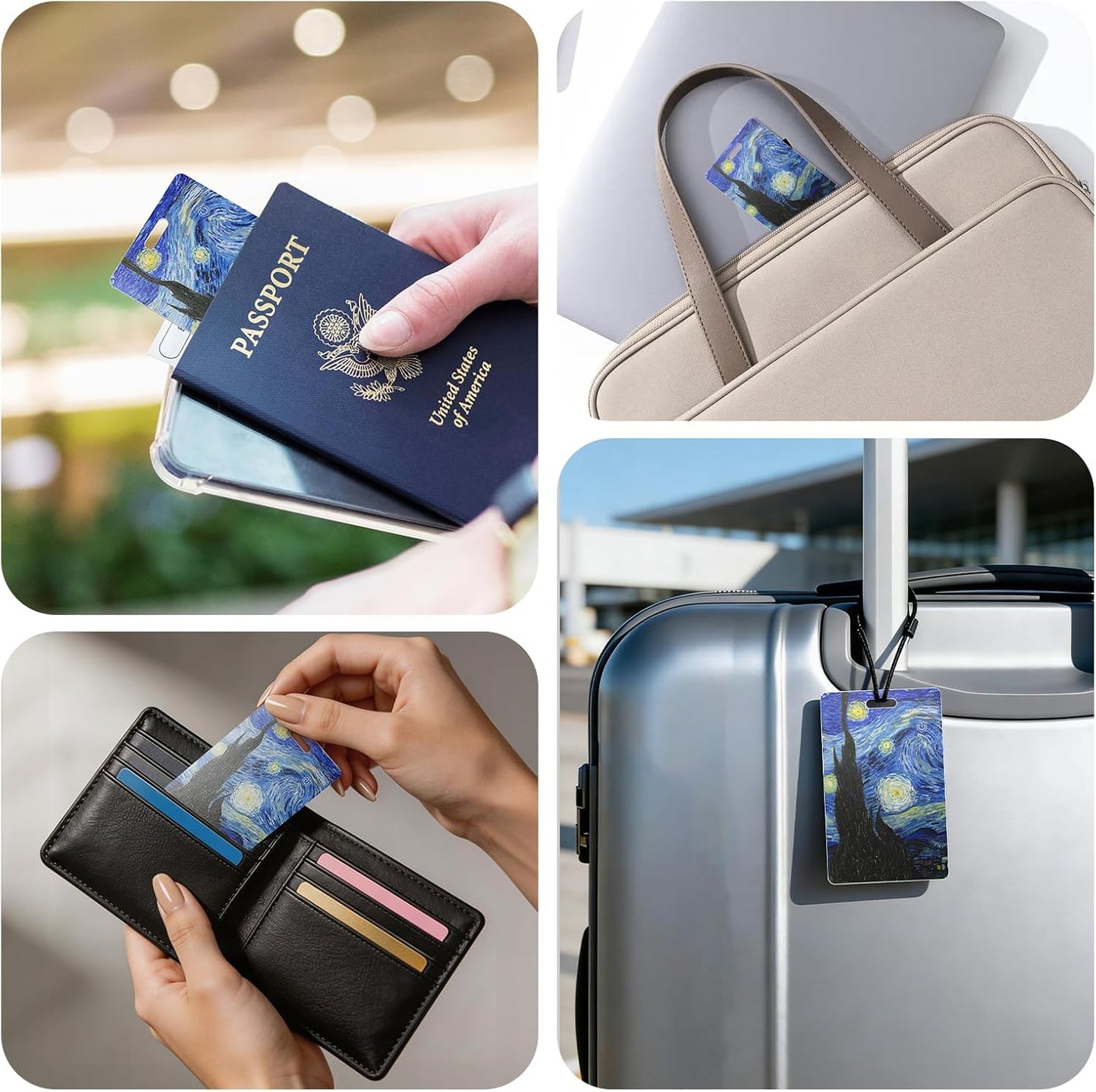 DERAX Wallet Tracker Card (iOS & Android) Wireless Charging & 1-Year Battery, Ultra-Thin IP68 Waterproof Smart Card Works with Apple Find My & Google Find My Device for Wallet, Passport, Luggage
