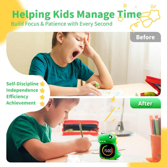 Visual Timer for Kids Light Blue Dinasuor Kids Timer Visual Led Rechargeable Toddler Timer Visual Countdown for Classroom Home Studing Playing
