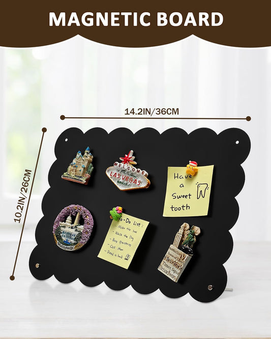 Magnet Board - Blcak, 10.2 x 14.2in, Magnetic Board for Desk and wall, Magnetic Display for Memos, Photos & Documents, Bulletin Board for Home Office School Kitchen Table Supplies(BK-HB2636-2P)