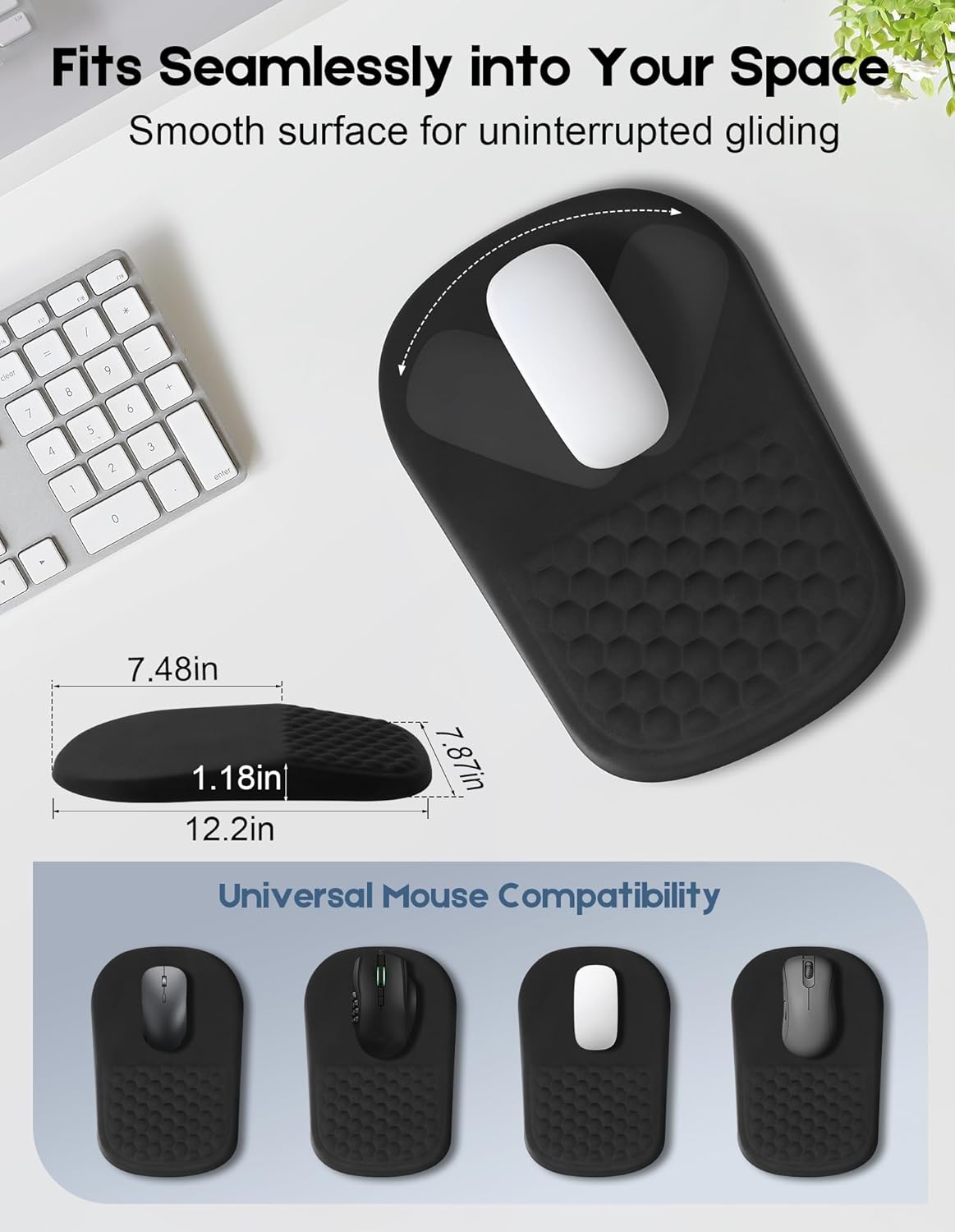 Mouse Pad with Wrist Rest, Ergonomic Mouse Wrist Rest for Pain Relief, Mousepad with Massage Bumps Design, Soft Memory Foam, Non-Slip Base, Wrist Pad for Mouse for Office School Home Gaming