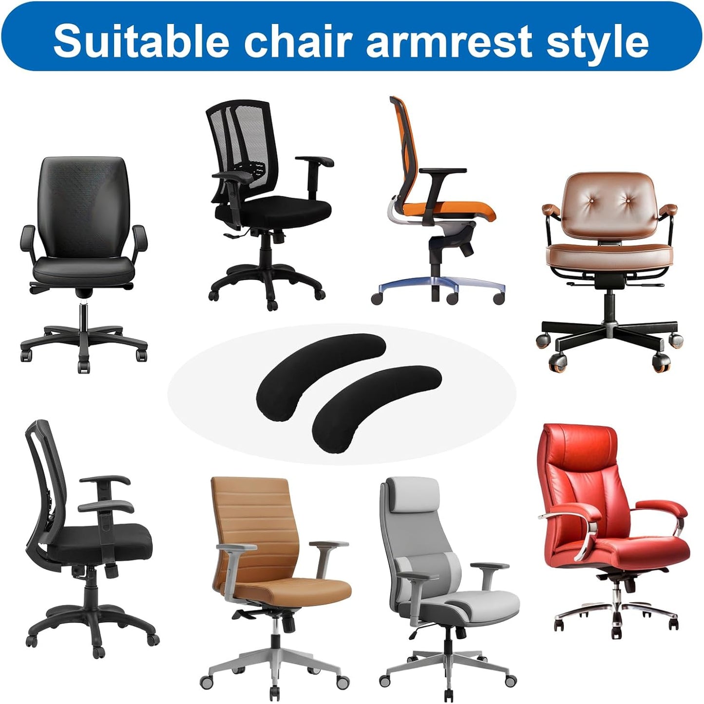 2PCS Office Chair Arm Covers Removable Office Chair Armrest Covers Protectors Arm Rest Cover for Computer Gaming Chairs Arms Pads, 30 X 8cm/11.81 X 3.15in