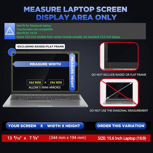 Magicmoon 15.6" Privacy Filter Screen Protector, Anti-Spy/Glare Film for 15.6 inch 1920 x 1080 Resolution Widescreen Notebook Laptop with 16:9 Aspect Ratio (Not for 16:10) (Touch Screen Not Compatible)