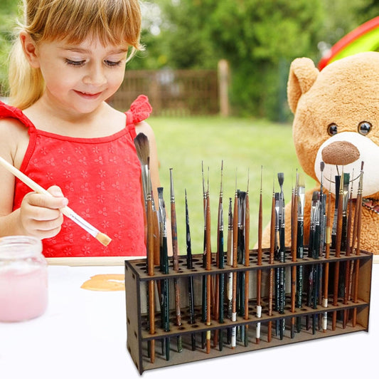 Shakven 67 Holes Wooden Paint Brush Holder Stand | Artist Paint Brush Holder for Dryer, Desk Stand Organizer