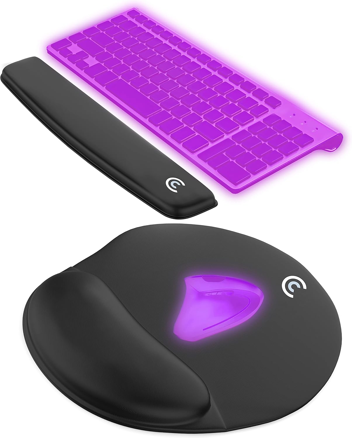 4pc Premium Wrist Rests for Keyboard and Mouse Pad Set - Memory Foam Cushion, Black - Ergonomic Wrists Hand Arm Rest Support for Laptop Computer Desk and Gaming - Carpal Tunnel Syndrome Relief