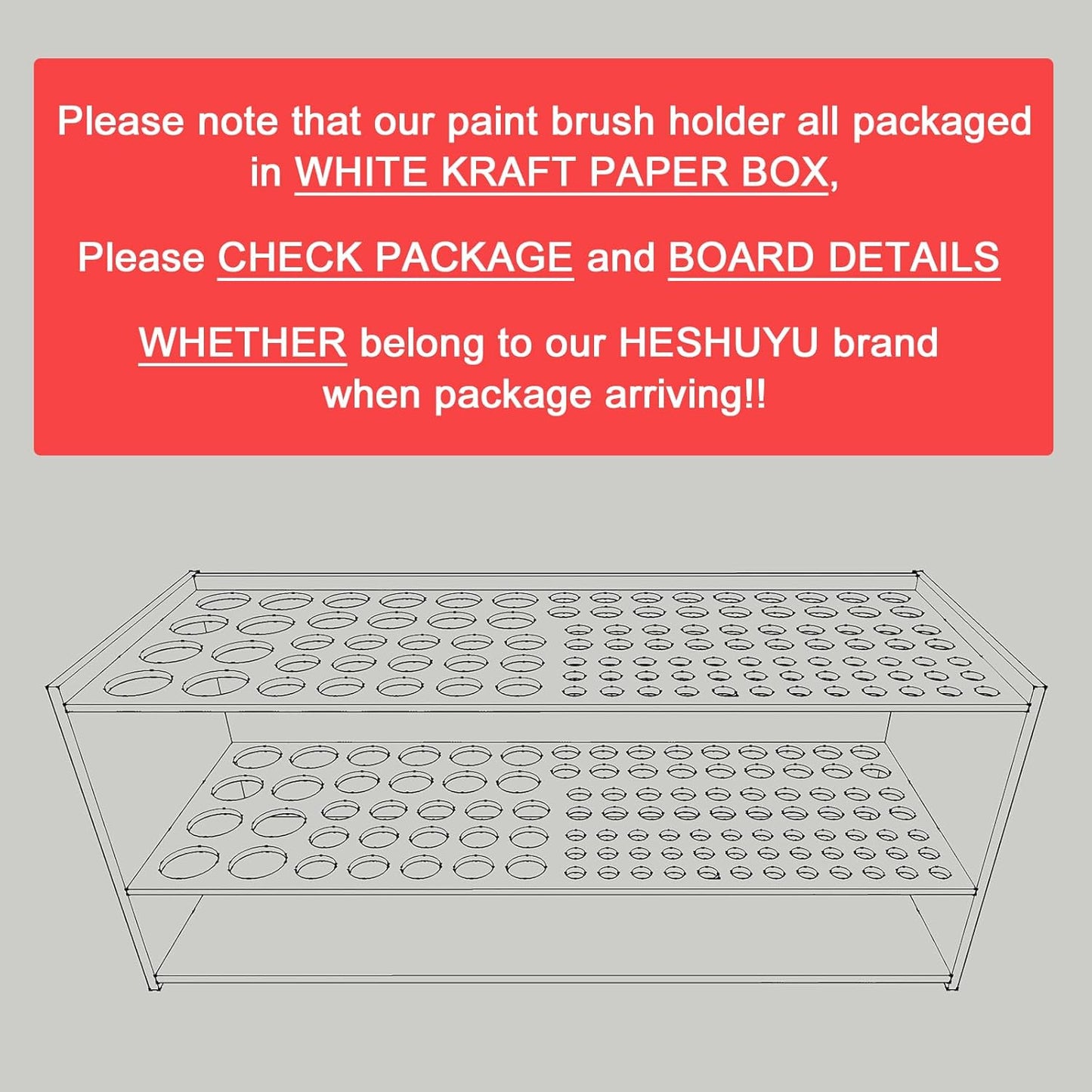 Wooden Paint Brush Holder 105 Holes Paintbrush Holder Organizer Paint Brush Stand Rack with Silicone Rings for Pens Pencils Artist