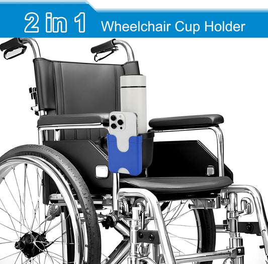 Accmor 2-in-1 Walker Cup Holder with Phone Holder, Wheelchair Cup Holder, Rollator Cup Holder, Cup Phone Holder for Walker, Wheelchair, Rollator, Mobility Scooter