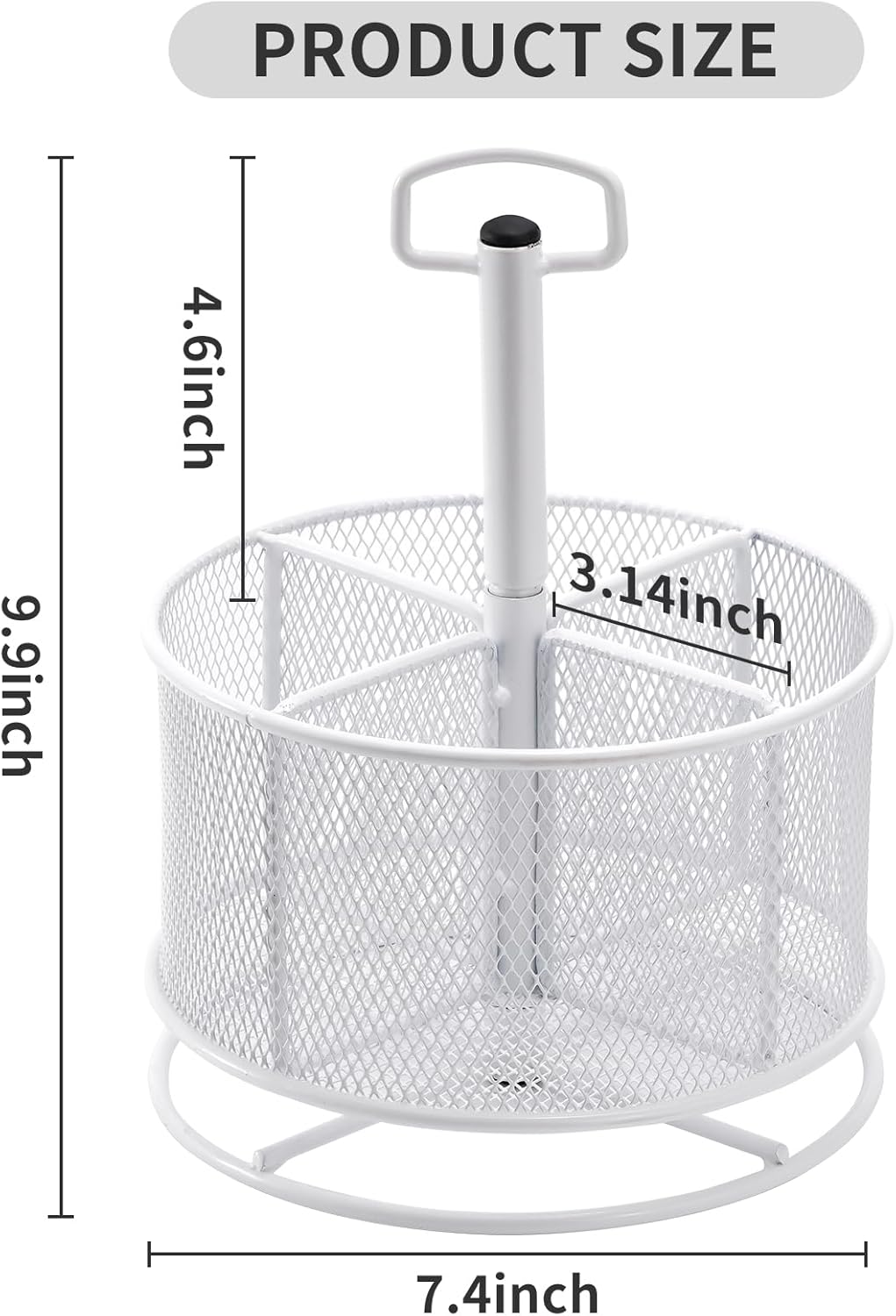 Marbrasse Mesh Desk Organizer, 360-Degree Rotating Multi-Functional Pen Holder, 4 Compartments Desktop Stationary Organizer, Home Office Art Supply Storage Box Caddy (Black)