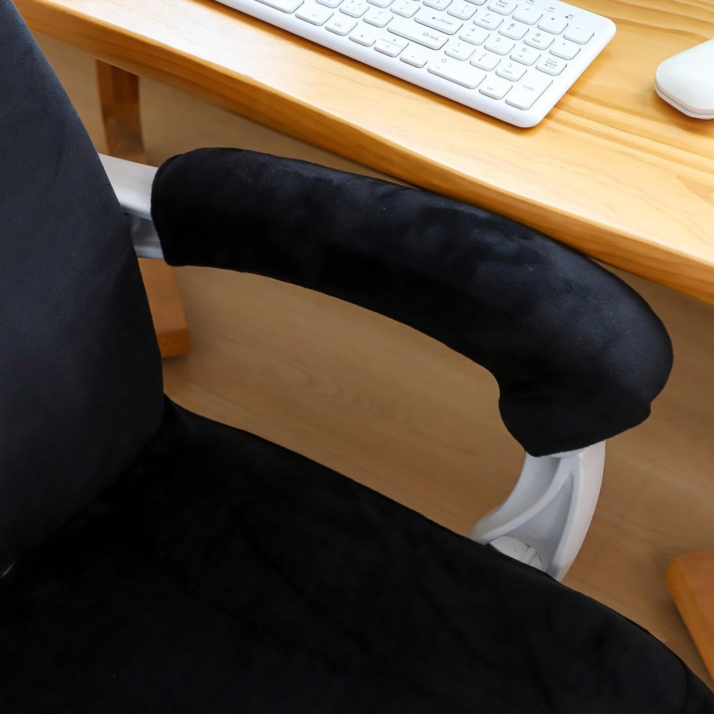 FORCHEER Office Chair Armrest Covers 12-15 Inch Velvet Elastic Black Arm Rest Covers for Desk Computer Chairs Washable