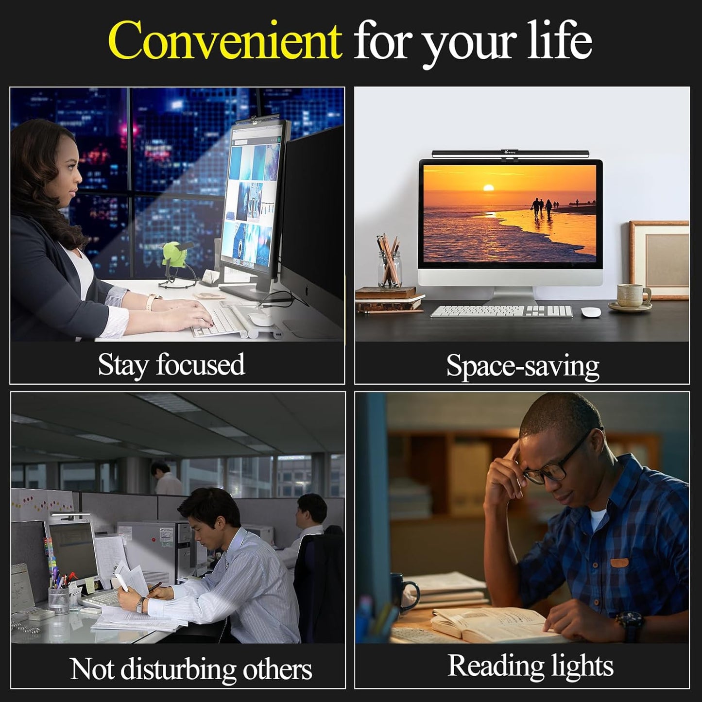 CATPOWER Portable Laptop Monitor Light Bar with USB Connection, e-Reading LED Task Lamp, 3 Color Temperature Settings, 10 Levels of Brightness Adjustment, No Glare on the Screen, Saves Space