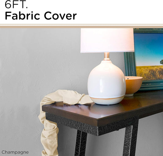 Cordinate Fabric Cord Cover 2 Pack, 6 Ft, Cable Management and Hider, Easy Installation, Great for Lamps, Light Fixtures, and Desks, Champagne, 48660