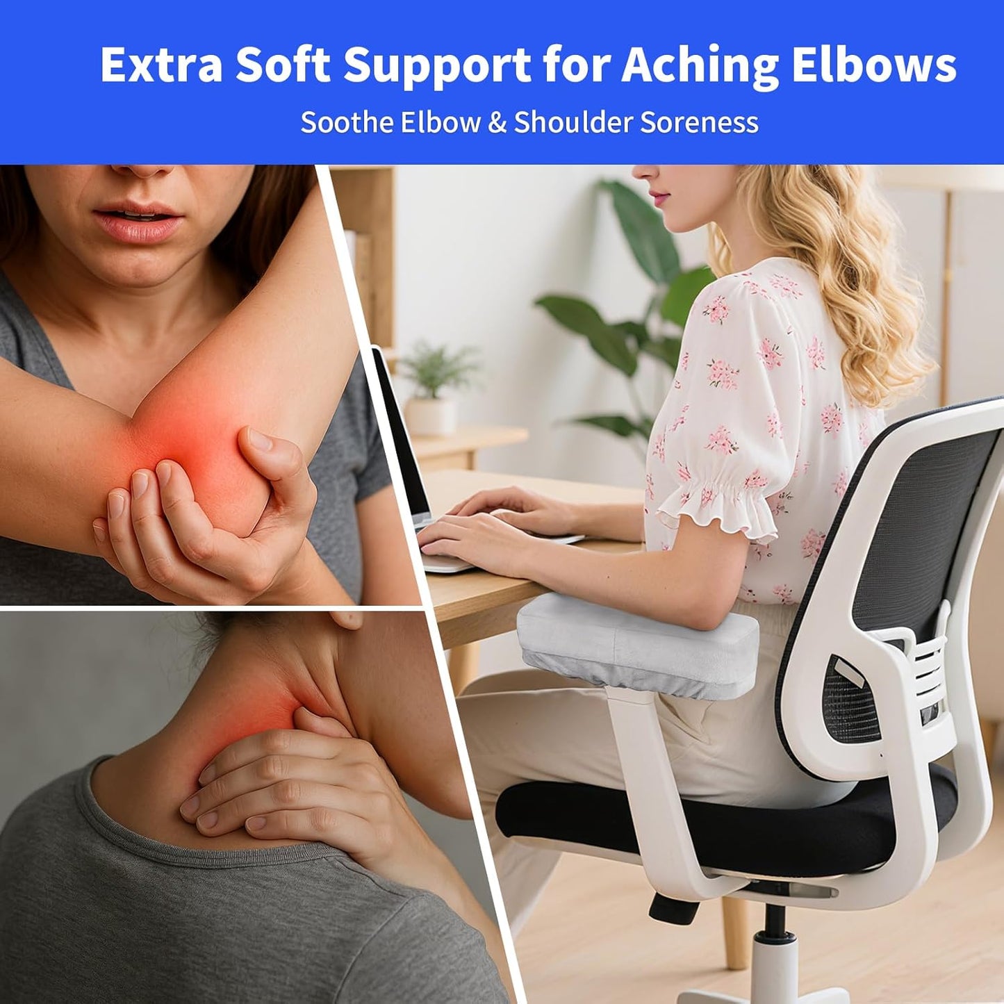 YOUFi Office Chair Arm Pads Extra Soft Velvet Arm Rest Covers for Elbows & Forearms Pressure Relief, Set of 2 Armrest Covers for Desk Chair, Gaming Chair (Black)
