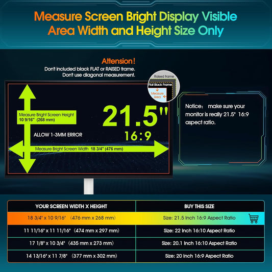 YAKAI 2 Pack 21.5 Inch Computer Privacy Screen for 16:9 Aspect Ratio Widescreen Monitor, Computer Monitor Privacy Filter, Removable Protector Film