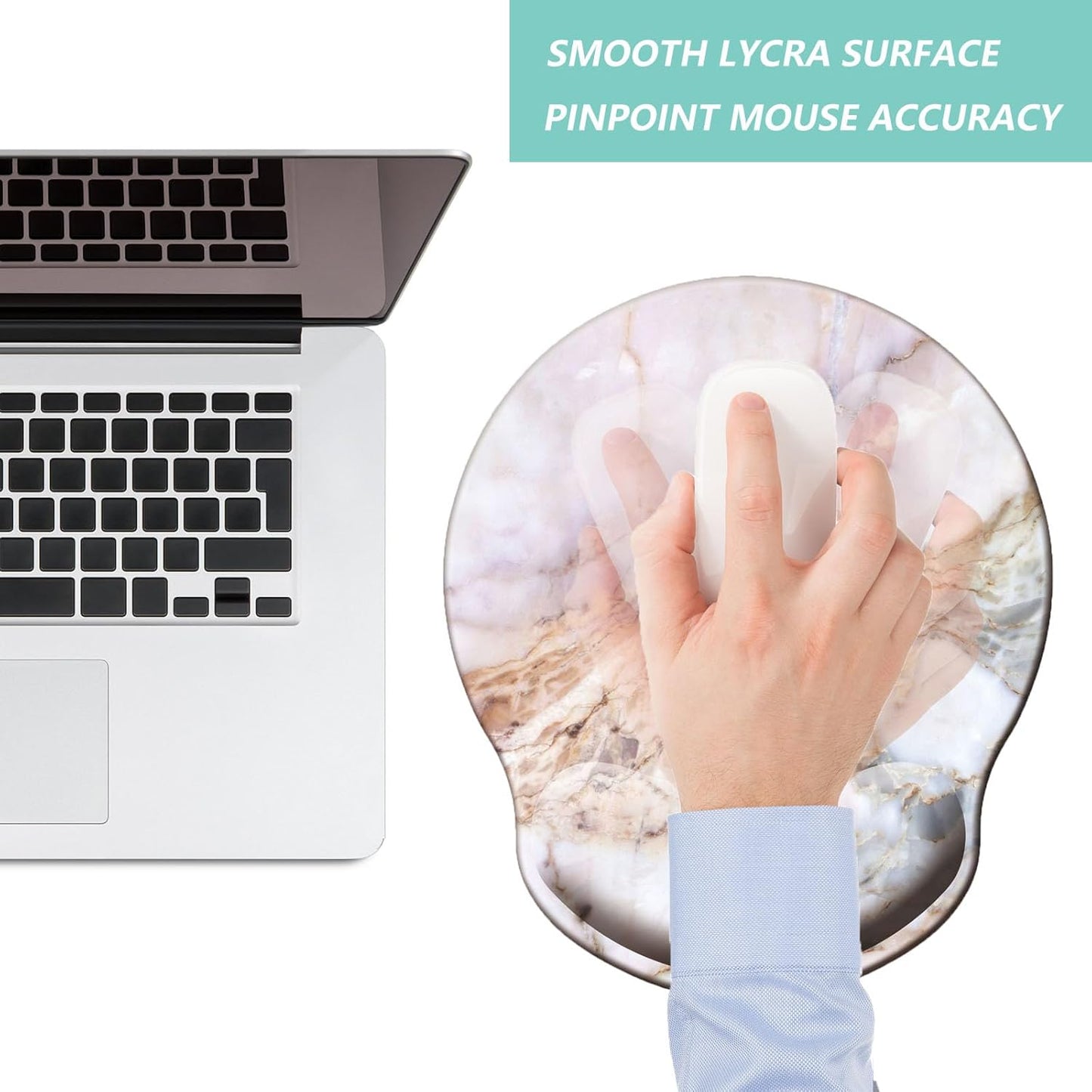 Mouse Pad with Wrist Support, Ergonomic Mouse Pad with Memory Foam Wrist Rest Cushion, Non-Slip Rubber Base Gaming Mice Pad for Home Office Computer Laptop, Flowers Grass