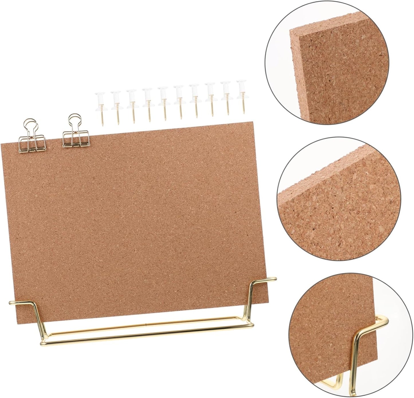 STOBOK 12X8.66 Inch Cork Board with Stand and Frame Small Desktop Bulletin Board for Office Message Photo Display Reusable Pin