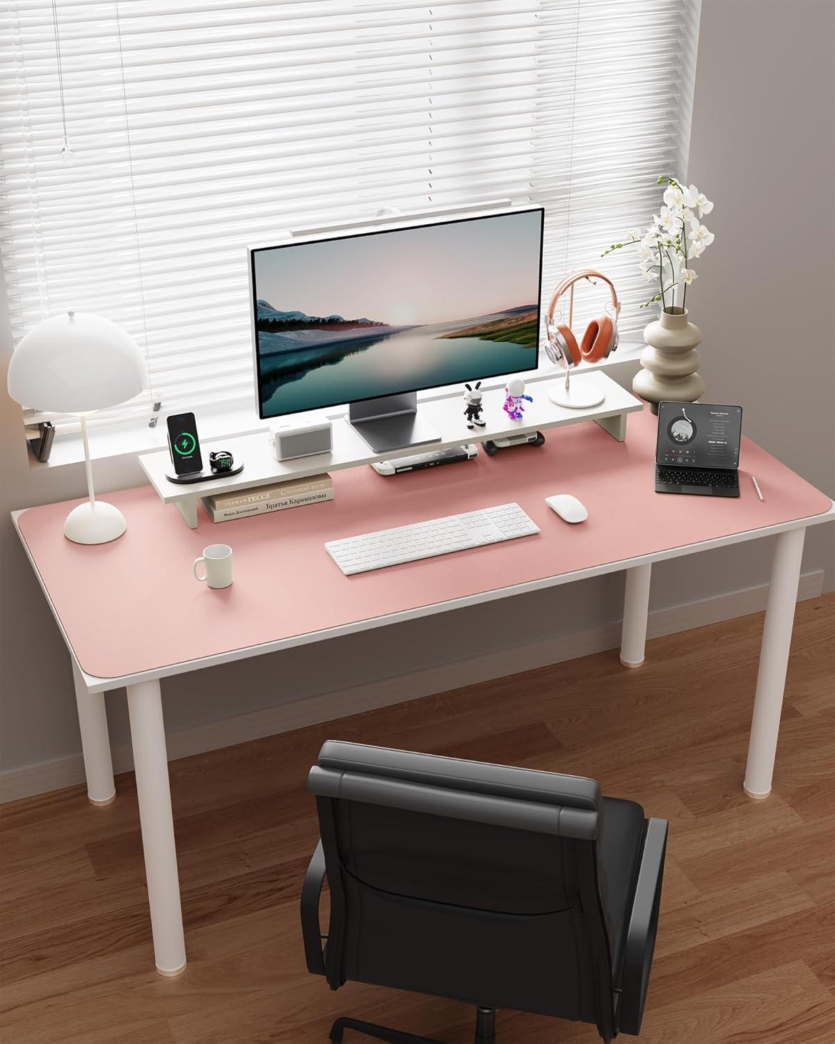YSAGi Double-Sided Desk Pad, 31.5"x15.7"Leather Desk Mat, Eco Cork Desk Pad Protector,Large Mouse Pad,Waterproof Desk Blotter for Office/Home(Coffee)