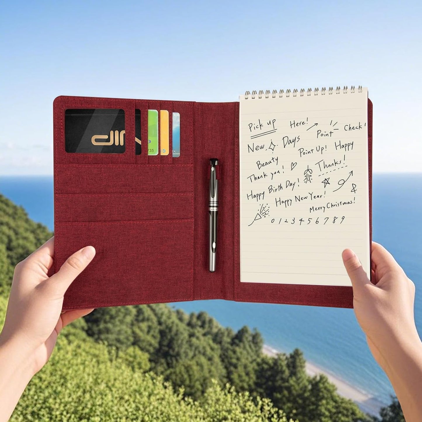 Journal Cover for Rocketbook Flip | 6"x9" Steno Pad Holder & Top Spiral Notebook Cover | Waterproof Folio with Pen Loop & File Pocket for A5, Executive Size Notebooks (Black)
