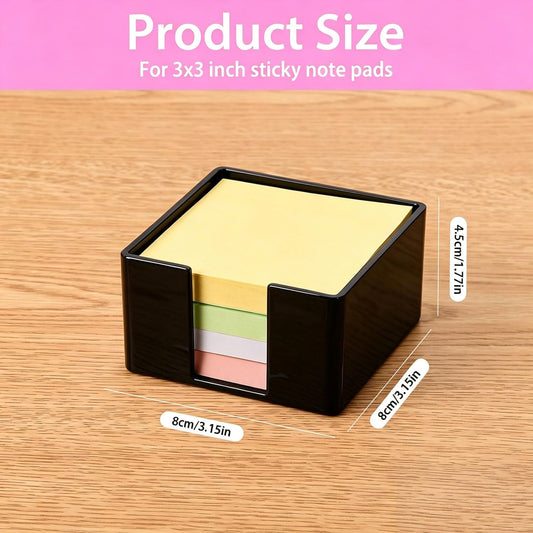 3x3 Inch Black Acrylic Sticky Note Holder – Notepad Dispenser for Desk, Dorm, Home or Office, Sturdy Opaque Design Keeps Notes Neat and Accessible