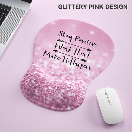 Ergonomic Mouse Pad with Wrist Rest,Cute Gel Mousepad Wrist Support - Small Mini Portable for Travel Mouse Pads for Desk Laptop,Computer,Office & Home Decor (Pink&Light Pink)
