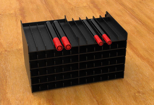TOOLI-ART 72 Art Marker Storage Tray Desk Organizer Holder, Adjustable Dividers, Modular, Expandable, Stackable, Fit Most Pen, Pencil, Brushes. School, Home, Multi Purpose Tinted Plastic 6 Trays