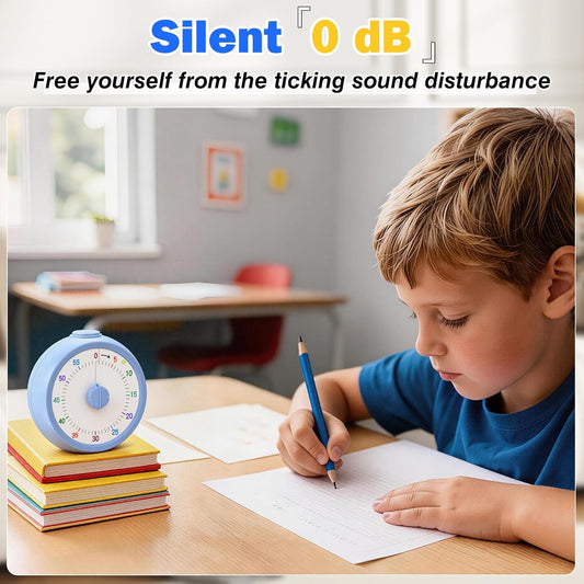 Mwellewm Visual Timer for Kids, 60 Minute Time Digital Pomodoro Timer Countdown with Silent Pause Function for Classroom Kitchen Study Cooking Meetings ADHD Rainbow Pattern(Blue)