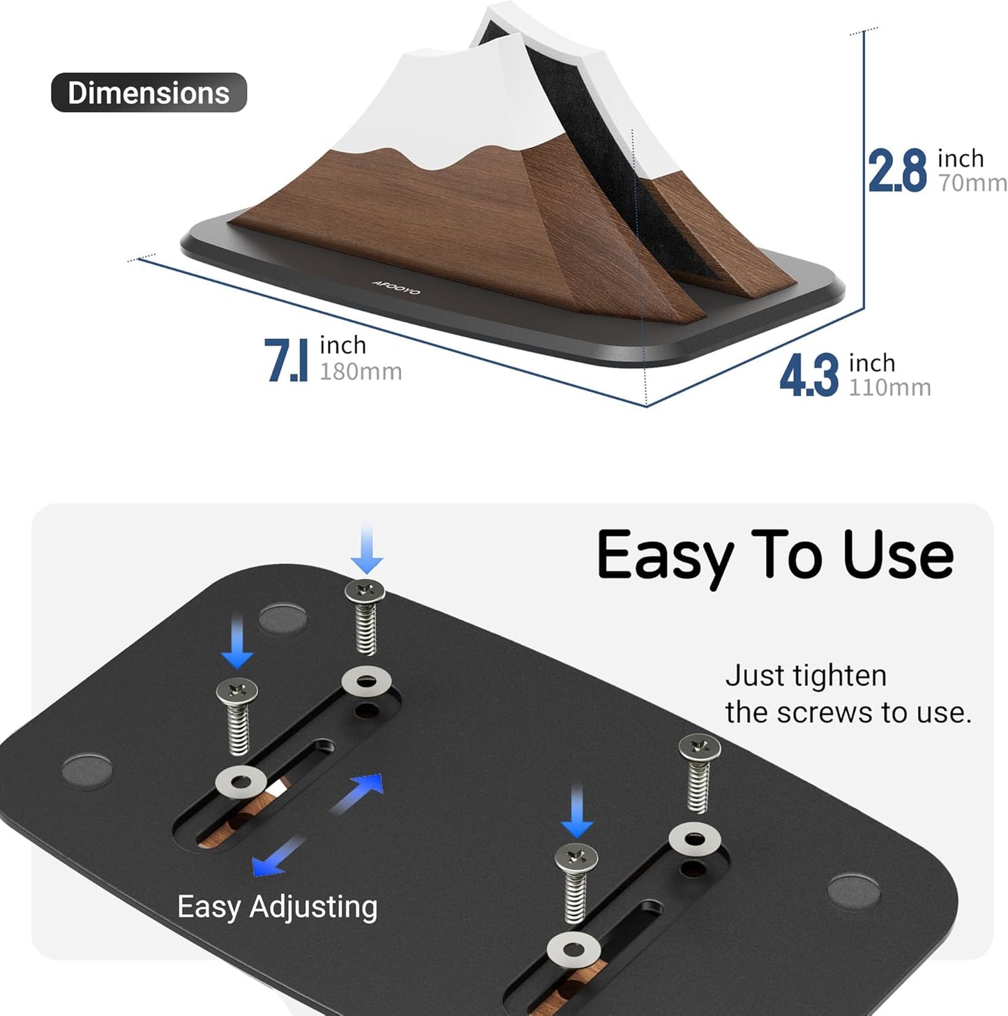 AFOOYO Vertical Dual Laptop Stand - Snow Peak-Shaped Wooden Adjustable Laptop Holder,2 Slots Desktop Dock Compatible with All MacBook, Surface,Chromebook,Dell & More(Beechwood)
