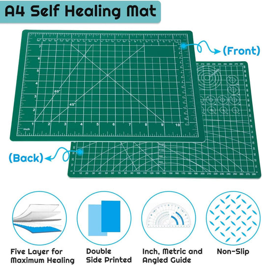 anezus Self Healing Sewing Mat, 12inch x 18inch Rotary Cutting Mat Double Sided 5-Ply Craft Cutting Board for Sewing Crafts Hobby Fabric Precision Scrapbooking Project