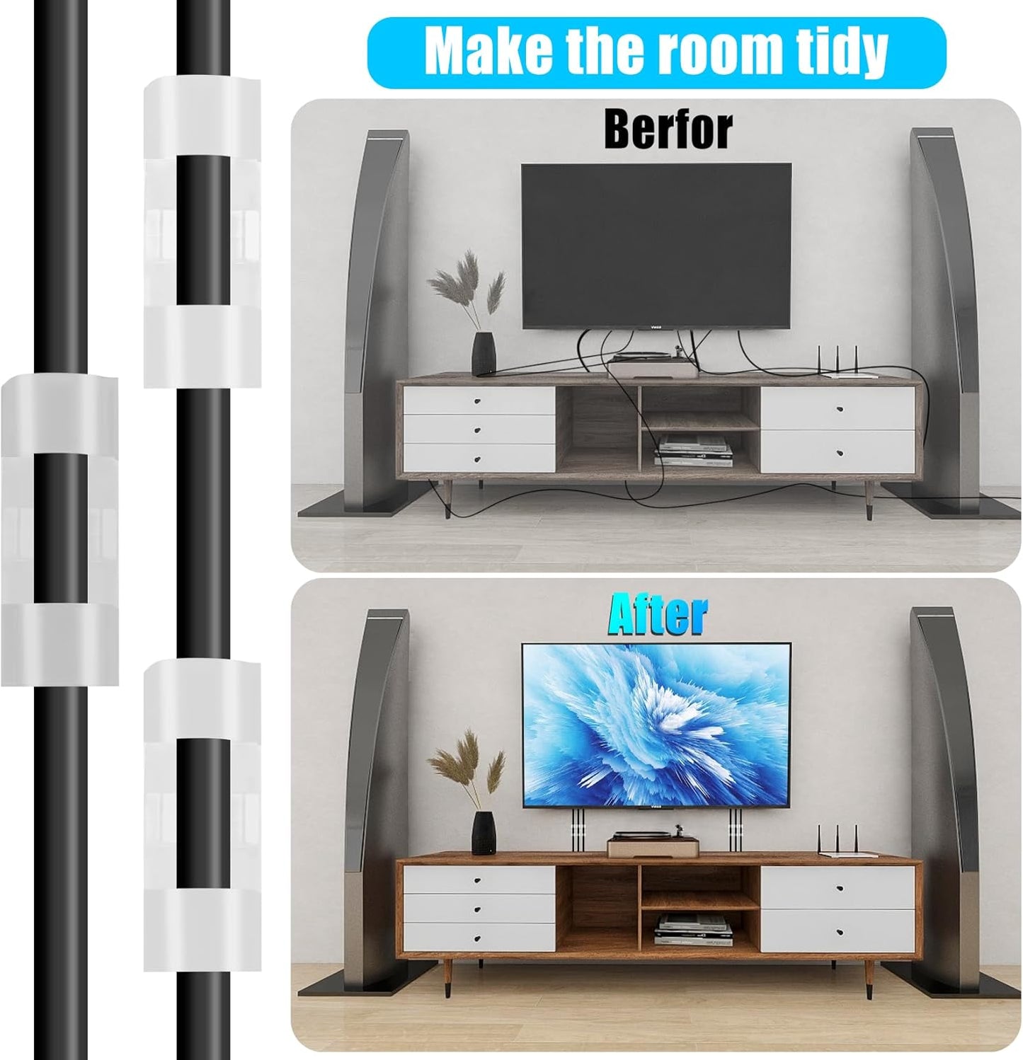 XHF 50pcs Medium Self Adhesive Cable Clips Black,Wire Clips Cable Management Wire Organizer Cord Holder for Under Desk, Car, Wall, TV PC Ethernet Cable