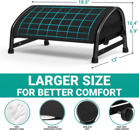 YEASHEIN Adjustable Foot Rest for Under Desk at Work, Ergonomic Foot Stools with 7 Positions, Elevated Cushion Under Desk Footrest with Metal Frame, Leg Rest Used for Home, Car, PC Gaming Accessories