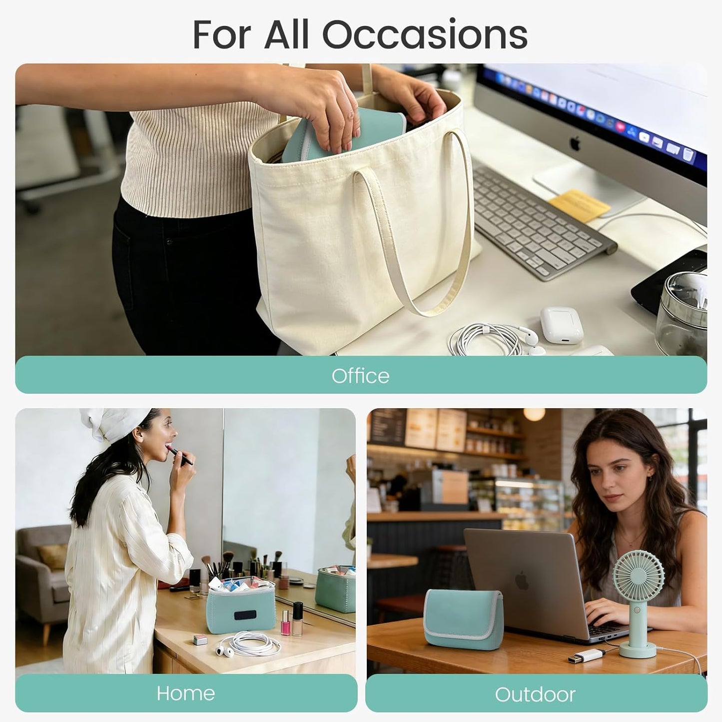 LENTION Storage Small Pouch Bag Cases for Accessories Laptop MacBook Power Adapter, Wireless Mouse, iPhone Charger, Cellphone, Power Bank, Cord Travel Cable Electronic Organizer - Dark Gray