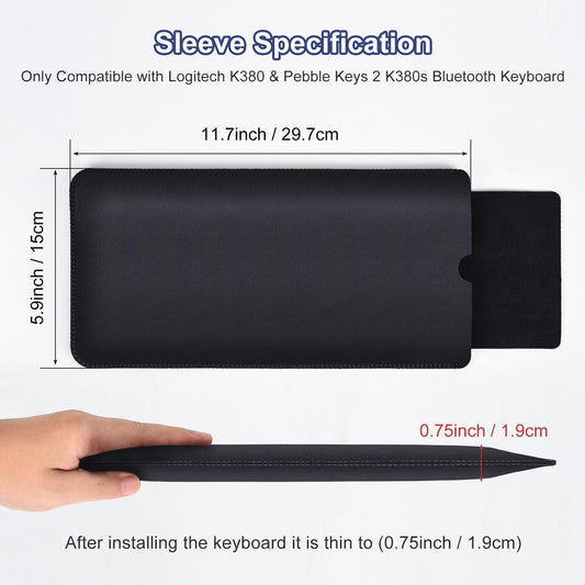 Protective Keyboard Sleeve Case for Logitech MX Keys Mini Minimalist & MX Mechanical Mini Wireless Illuminated Keyboard, Logitech MX Mini PU Sleeve Bag Case, Black