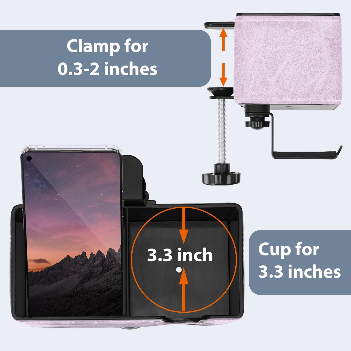 Desk Cup Holder Clip on Pen Holder Headphone Hanger Headset Stand Rotatable Clamp Hook Under Desk (Black)