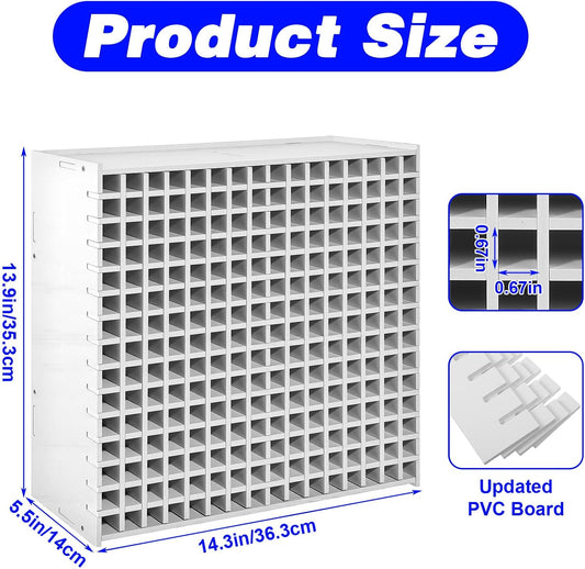 Marker Organizer 240-Slot Marker Holder Art Supply Storage Rack with Adjustable Dividers, Desktop Pen Holder for Colored Pencils and Brushes, White