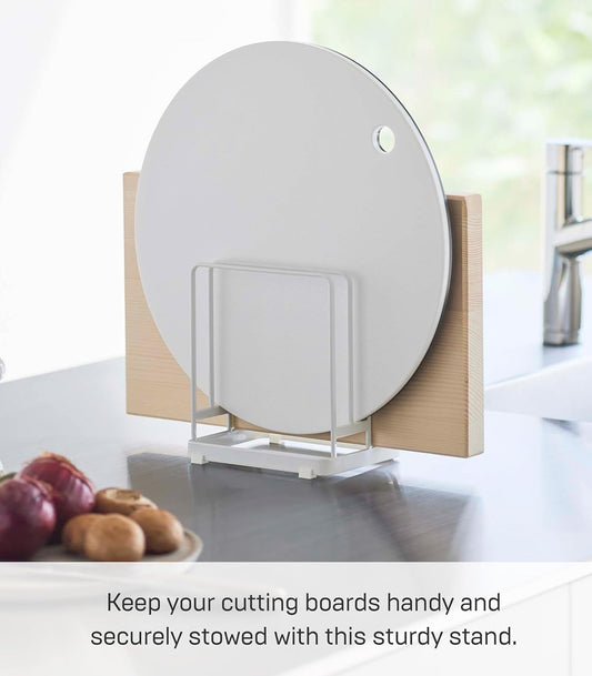 Yamazaki Home Tower Cutting Board Holder Storage Stand For Round And Rectangular Chopping Boards - Steel