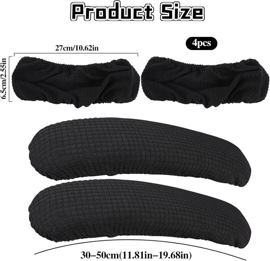 KALIONE 2 Pairs Office Chair Arm Covers, Armrest Slipcover Pads, Removable Office Chair Cover, Chair Arm Pads Arm Protectors, Office Removable Arm Rest Covering, Elastic Chair Armrest Cover(Black)