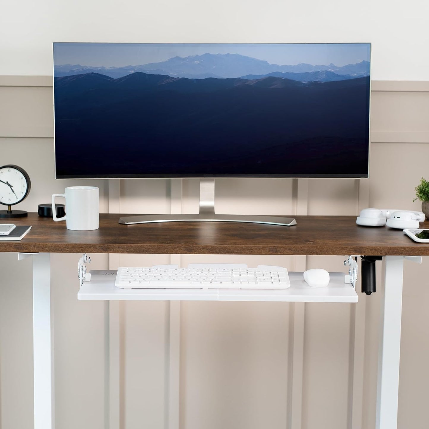 VIVO Large Under Desk 34 x 11 inch Computer Keyboard and Mouse Tray with Swinging Height Adjustment, 12 Settings, Platform Drawer for Typing, Black, MOUNT-KB34S
